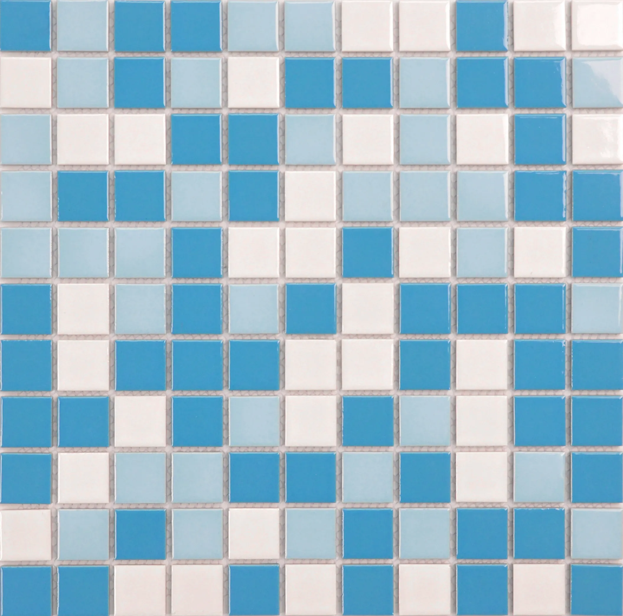 Azulejo de mosaico cuadrado de mosaico blanco y azul mezclado para decoración de fondo para piscina