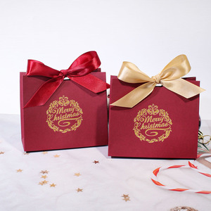 Luxury Christmas Gift Bag Wedding Candy Chocolate Packaging Custom <b>Paper</b> Shopping Bags with Ribbon Bowknot - Product Image 3