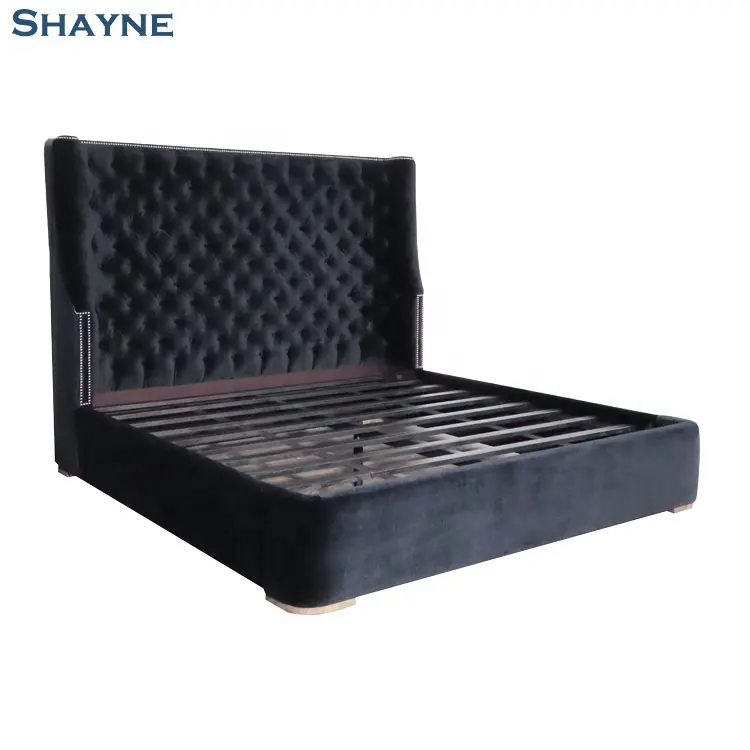 2024 coleções Shayne Fábrica Personalizar Novo design Mobiliário Conjuntos De Quarto NailHeads Tufted Luxo King Size Modern Bed
