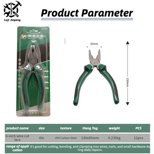 <span class=keywords><strong>Pince</strong></span> multifonction dentelée en acier au carbone forgé de 6 pouces pour réparation électrique DIY, personnalisable OEM, coupe-fil - Product Image 3