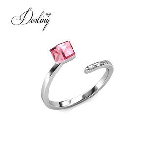 <span class=keywords><strong>Bague</strong></span> ajustable pour <span class=keywords><strong>femme</strong></span> Keister, ornée de cristaux <span class=keywords><strong>Swarovski</strong></span>, bijoux en argent sterling 925 plaqué or 18 carats, Daisini - Product Image 4