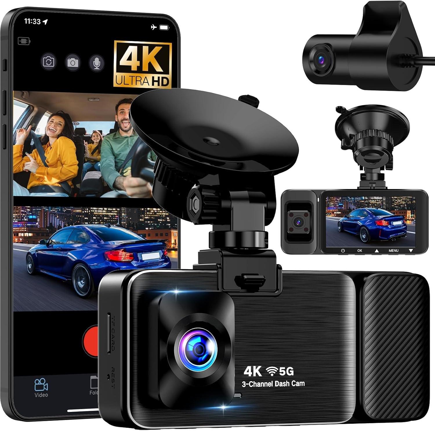 4K 3 Lens Dash Cam 5G WiFi GPS 3 Inch IPS Screen K02pro Bahrain