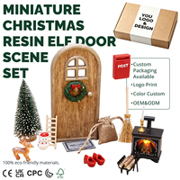 Venta al por mayor: Set de chimenea LED de resina a escala 1:12 con puerta de hadas, escena de hogar mágico de Navidad para casa de muñecas, elfo, invierno, vacaciones, OEM