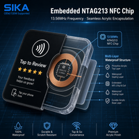 Étiquette NFC miniature personnalisée SIKA, design étanche, fréquence 13,56 MHz, pour affichage des avis Google et des évaluations des clients, restaurants, hôtels