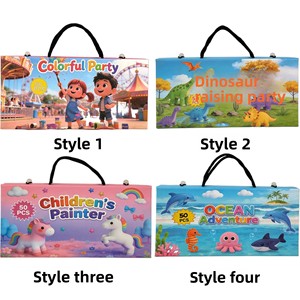 Ensemble de dessin <span class=keywords><strong>pour</strong></span> enfants de 50 pièces avec papier et boîte en bois, <span class=keywords><strong>crayons</strong></span> et feutres aquarelles - Cadeau d'anniversaire idéal - Product Image 2