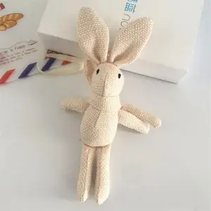 Bonito coelho de pelúcia sentado, brinquedos macios de coelho com orelha longa