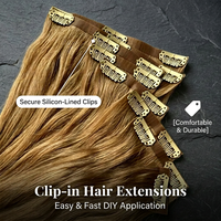 Extensions à clips de luxe sans couture à micro-liens en cheveux vierges Remy européens doublement étirés, directement de l'usine, couleurs personnalisées OEM disponibles