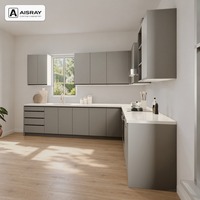 Meubles de cuisine sur mesure en stratifié au design luxueux, aménagement en L, boîtes de rangement en MDF, tiroirs et dimensions personnalisées