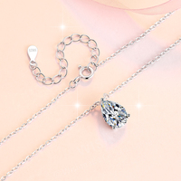 Kalung Liontin Moissanite Potongan Pir 1&2&3CT VVs1 Grosir Pabrik, Perak Sterling S925, Perhiasan Elegan untuk Wanita