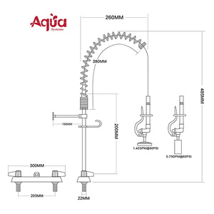 Grifo de cocina comercial de doble manija para encimera, de acero inoxidable 304 SUS con cuerpo de latón, prelavado industrial para restaurantes y bares - Product Image 2