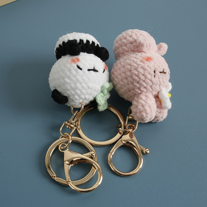 Wholesale Handmade Mini Crochet Flower <b>Rabbit</b> Bunny Panda Pendant Keychain Cute Knit Amigurumi Animal Bag Charm <b>Toys</b> Key Chain - Product Image 5