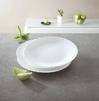 Assiette en verre opale blanc résistant à la chaleur bol tasse et soucoupe ensemble verrerie opale opaline assiette opaline ensemble de vaisselle