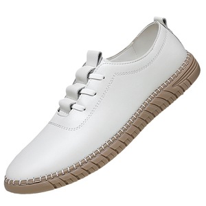 Mocassins en cuir pour hommes, semelle souple blanche, chaussures décontractées légères, taille jeune 6877 - Product Image 5