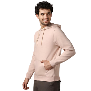 Sweat à capuche en polaire uni pour homme, doux et chaud, avec poche kangourou, impression de logo personnalisée, vente en gros - Product Image 3