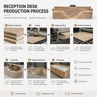 Comptoir de réception en bois, comptoir d'accueil, aspect marbre avec éclairage LED pour hôtel, hall d'entreprise, vente en gros, directement de l'usine, logo personnalisé