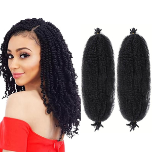 Marley Twist Vlechten Haar Lente <span class=keywords><strong>Afro</strong></span> <span class=keywords><strong>Kinky</strong></span> Twist Gehaakt Synthetisch Haar Bulk Extensions Faux Locs Vlecht Voor Afrikaanse Vrouwen - Product Image 1