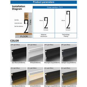 Perfil LED de Aluminio Moderno <span class=keywords><strong>para</strong></span> Zócalo, Accesorios <span class=keywords><strong>para</strong></span> Pisos de Cocina, Hotel y <span class=keywords><strong>Baño</strong></span>, Lámpara Decorativa Interior - Product Image 2