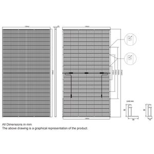 Módulo Solar Fotovoltaico Monocristalino Tipo N con Tecnología HJT Bifacial de Doble Vidrio, Resistente al Viento, 23.18% 720W, para Edificios - Product Image 2