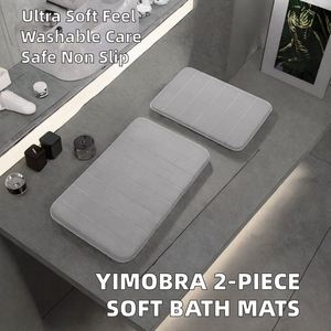 Ensemble de tapis de salle de bain en mousse à mémoire de forme 2 pièces, super doux, absorbant, séchage rapide, lavable en machine, antidérapant, gris (17x24 31.5x20 pouces) - Product Image 2