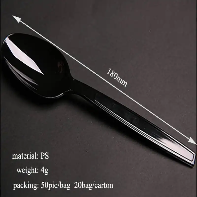 새로운 건강한 일회용 플라스틱 PS 18cm 헤비 듀티 수프 스푼 포크 나이프 벌크 칼 세트