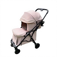 Poussette pour animaux de compagnie de luxe à double couche, imperméable, en métal imprimé, avec système de stationnement à un clic