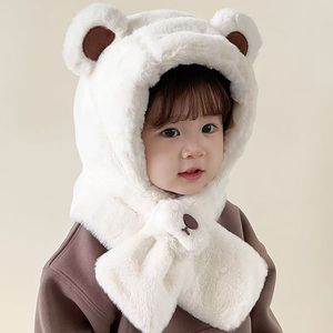 Chapeaux pour enfants, chapeau <span class=keywords><strong>en</strong></span> peluche ours mignon pour l'automne/hiver, épais, chaud, coupe-vent, <span class=keywords><strong>cache</strong></span>-<span class=keywords><strong>cou</strong></span> intégré, unisexe pour garçons et filles, voyage à la plage - Product Image 3