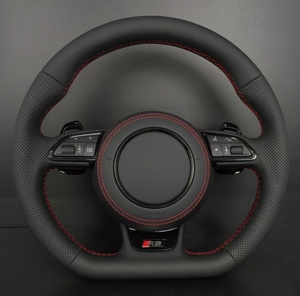 Palancas de Cambio Cosidas en Fibra de Carbono Perforada Negra Personalizadas para Volante de Cuero para <span class=keywords><strong>Audi</strong></span> - Product Image 1