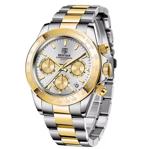 Reloj cronógrafo de cuarzo deportivo de lujo para hombre, logotipo personalizado, 5Bar, relojes deportivos de cuero de acero inoxidable impermeables multifuncionales - Product Image 5