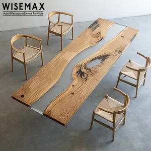 WISEMAX MOBILE Mobili per sala da pranzo nordici Grande tavolo per ristorante in legno Rettangolo tavolo da pranzo epossidico in legno naturale solido