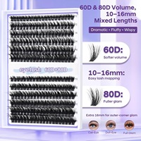 DIY Wimpernbüschel 60D 80D 0,05mm Ultraleichte Cluster-Wimpern 10mm bis 16mm Gemischte Längen Salon-Stil Wimpernverlängerungs-Set