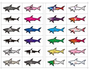 Autocollant Écologique en PVC Imprimé UV Étanche Motif Requin Dessin Animé Décorations de Vacances Tendance Juillet Gertrude CP - Product Image 1