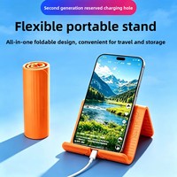 Support de téléphone portable en alliage d'aluminium de deuxième génération avec gel de silicone, support de bureau créatif et pliable pour tablette et ordinateur portable