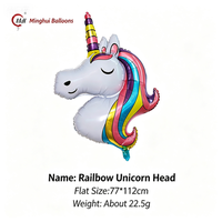Ballons en aluminium licorne, grand ballon en mylar tête de licorne, 18 pouces, rond, simple et double face, pour filles