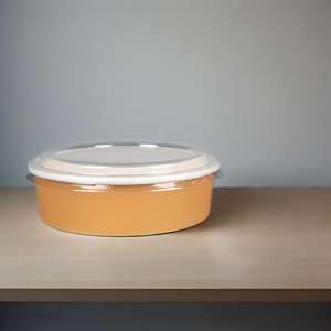 Conteneur alimentaire jetable en papier biodégradable pour soupe chaude à emporter, compatible micro-ondes, avec couvercle - Product Image 1