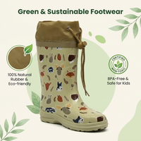 Chaussures imperméables pour enfants avec logo personnalisé, imprimé animaux de la forêt, doublure en fourrure chaude, bottes de pluie en caoutchouc naturel pour l'hiver, vente en gros