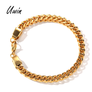 Fashion Mens Stainless Steel Chunky Franco Bracelet Gold Plating Steel Franco Chain Hip Hop Jewelry Gift