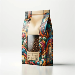 Sac d'emballage pour café en PE à fond plat avec soufflet latéral à déchirure facile et fermeture thermoscellable réutilisable, imprimé en gravure, faible MOQ, type stand-up - Product Image 6