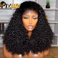 Perruques Courtes Bob Frisées Kinky Pas Chères en Cheveux Humains Naturels Vietnamiens Sans Colle, Perruques Lace Front pour Femmes Noires, Perruques Frontales HD Lace