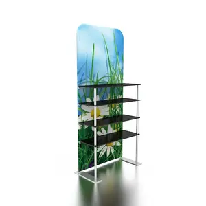 New Design portable light weight 4 shelves advertising expo fair exhibition portable tradeshow racks stand display shelf