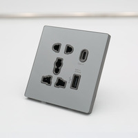 Prise murale USB universelle 10A IP22, panneau en verre trempé ignifuge pour PC industriel, contact en cuivre pur, 5V, 1 hôpital