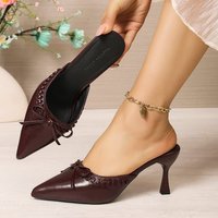 Nouvelles mules à talons hauts R808 pour femmes, à bout pointu et nœud papillon, élégantes, confortables et sexy pour l'extérieur