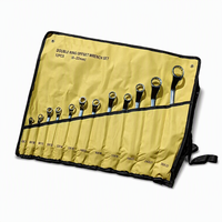 Lot de 12 clés à douilles à double extrémité CR-V jaunes mats effet miroir 6x7-30x32mm pour atelier automobile