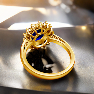 แหวนเงินแท้ 925 ชุบทอง 18k สไตล์วินเทจ สำหรับงานแต่งงาน งานเลี้ยงฤดูหนาว ประดับไพลินแบบเจ้าหญิงไดอาน่า ขายส่ง - Product Image 4