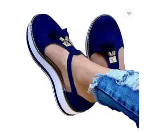 Sepatu datar wanita, rumbai bundar, musim semi, musim panas, sepatu Platform kasual, sepatu pesta, sepatu vulkanisir wanita lucu