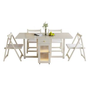 Meubles japonais économiseurs d'espace pour petites pièces, table à manger multifonctionnelle avec armoires, table à manger pliante et 4 chaises - Product Image 2
