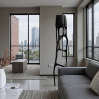Lampadaire moderne de style nordique en résine en forme de branche avec abat-jour en verre et éclairage LED, commande par bouton, idéal pour les bureaux de vente et les salons