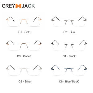 Montures de lunettes sans monture Greyjack, rectangulaires, pour hommes, monture en métal légère, verres en acrylique, ME2034, origine Wenzhou - Product Image 4
