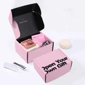 Boîte d'expédition en carton ondulé avec logo personnalisé Produits de beauté Crème contour des yeux Crème pour le visage Poudre libre Matériaux recyclés Cosmétiques pour l'envoi postal rose - Product Image 2
