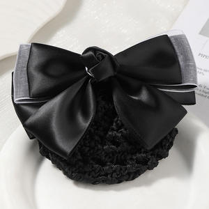 HZM-61249 <span class=keywords><strong>Filet</strong></span> à <span class=keywords><strong>cheveux</strong></span> en maille <span class=keywords><strong>pour</strong></span> <span class=keywords><strong>chignon</strong></span>, avec nœud décoratif, barrette et pince à <span class=keywords><strong>cheveux</strong></span> <span class=keywords><strong>pour</strong></span> femmes - Product Image 2