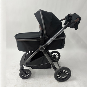 Poussette de luxe 4-en-1 avec système de poussée assistée, tissu de qualité, grandes roues panoramiques, double siège, cadre métallique pliable - Product Image 2